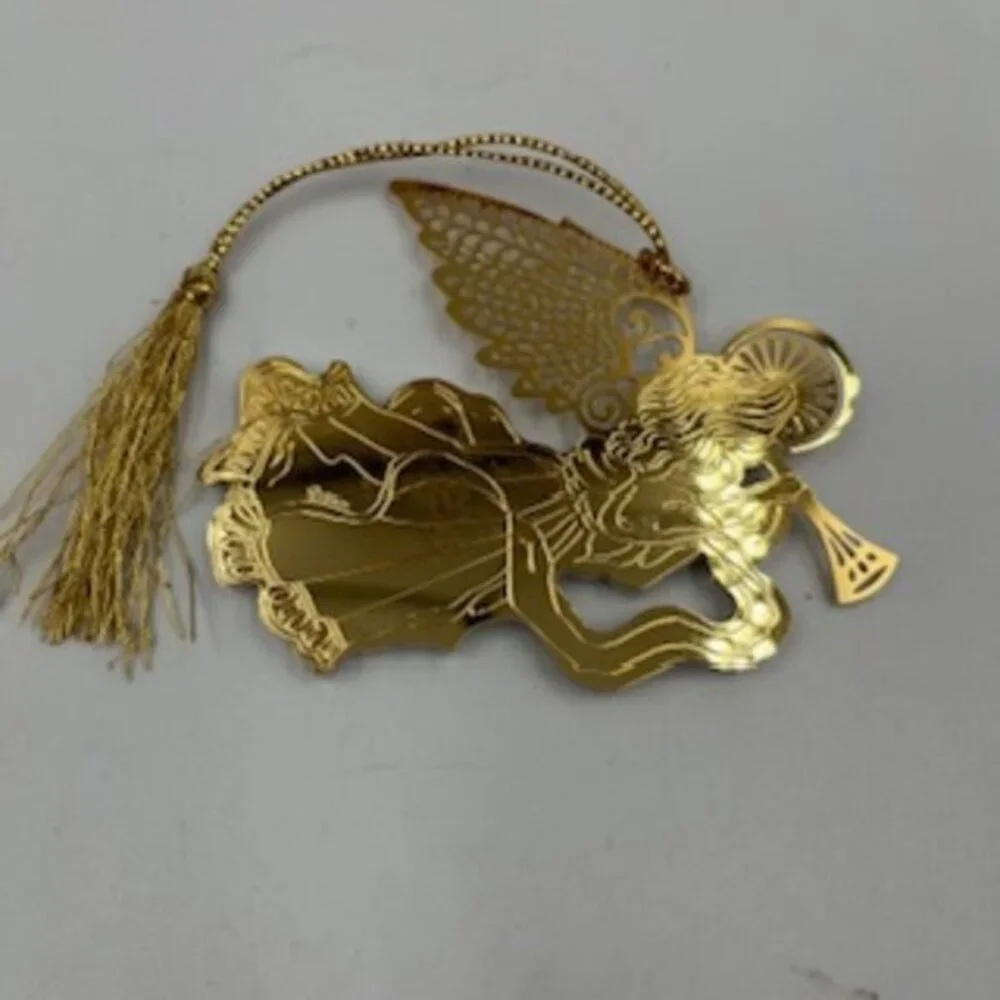 Lenox Porcelain Vintage Christmas Angel With Gold Wings Tree Ornament